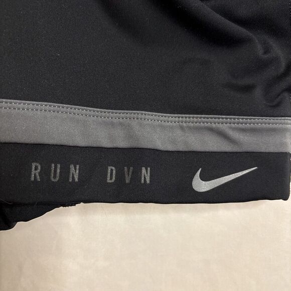 NIKE RUN DVN Women's Sports Bra Size Medium Black Grey Swoosh Activewear - Picture 9 of 10